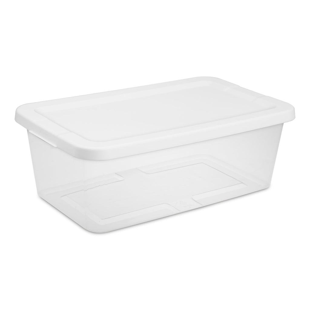 Set of (10) 6 Quart Small Storage Bins, Clear Plastic Storage Containers with Snap-on Lids, White - Image 2