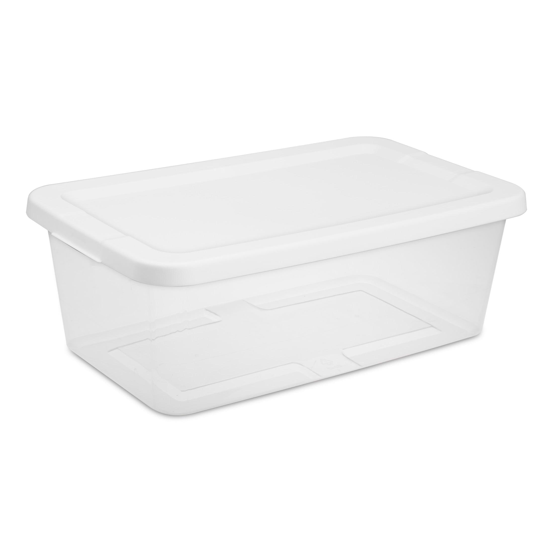 Set of (10) 6 Quart Small Storage Bins, Clear Plastic Storage Containers with Snap-on Lids, White - Image 2