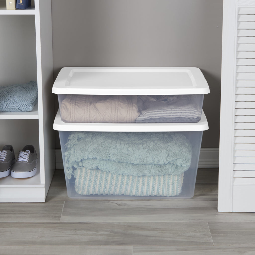20 Small Storage Bin, Clear Plastic Storage Container with Snap-On Lid, White - Image 6