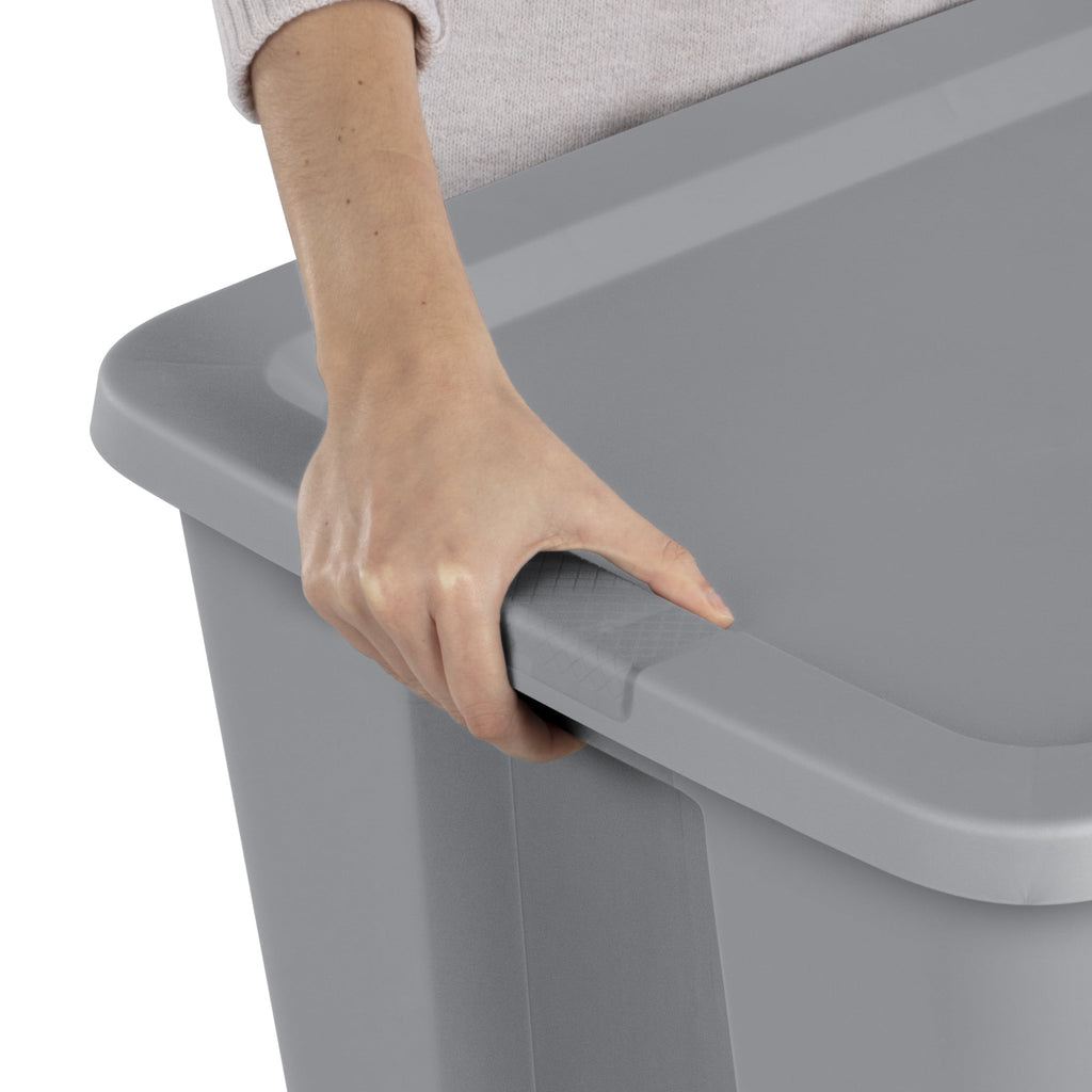 30 Gallon Extra-Large Storage Bin, Durable Plastic Storage Container with Snap-On Lid, Gray - Image 5