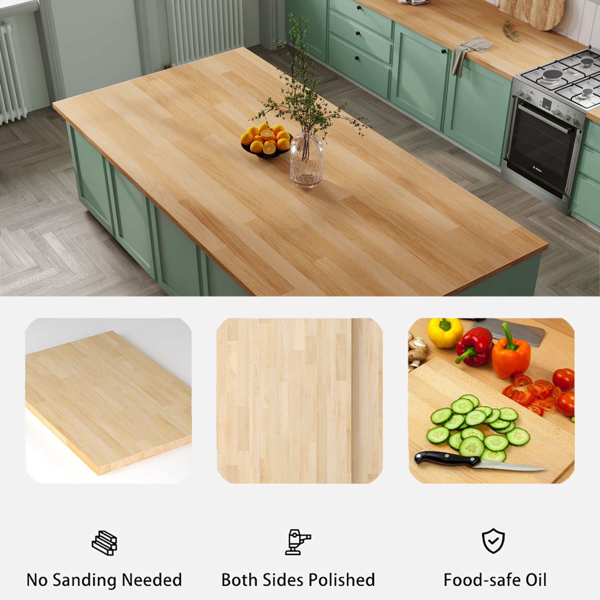Top, Solid Wood Unfinished Table Top for for Washer Dryer, Island, Kitchen, Durable and Sturdy Birch top, 1.5" Thickn... - Image 2