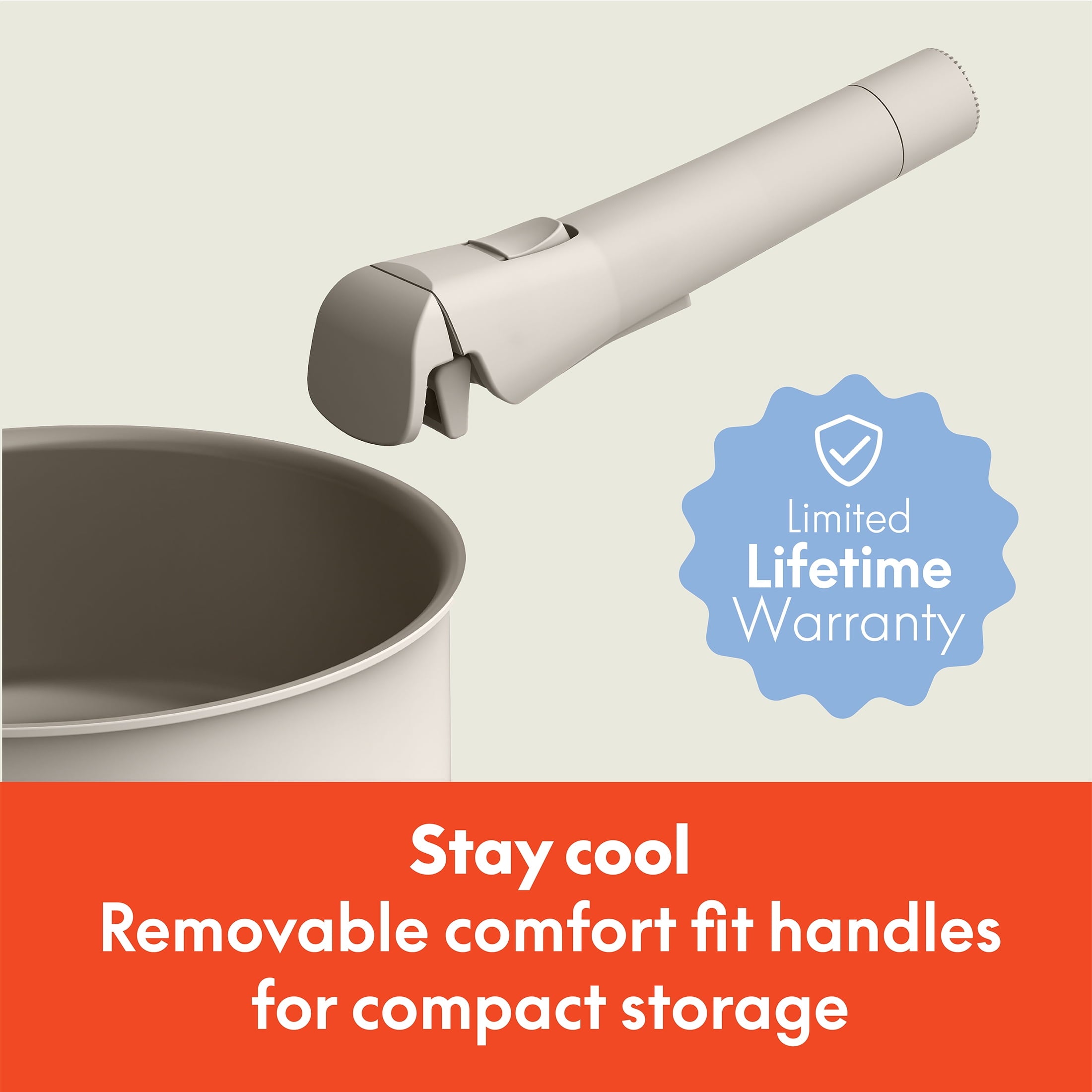 8-Piece Piece Ceramic Cookware Set with Removable Handles, Oatmilk