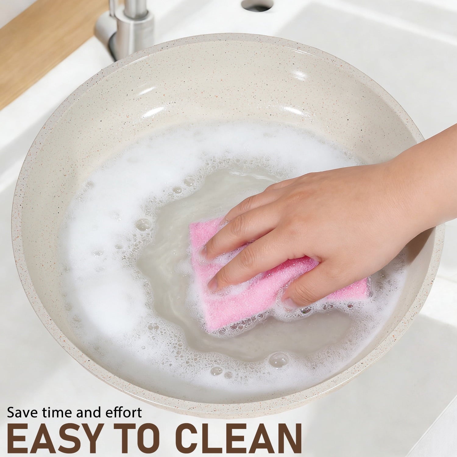 11-Piece Aluminum Pots and Pans Set with Removable Handle, Granite-Inspired Cookware, Induction Compatible, Design