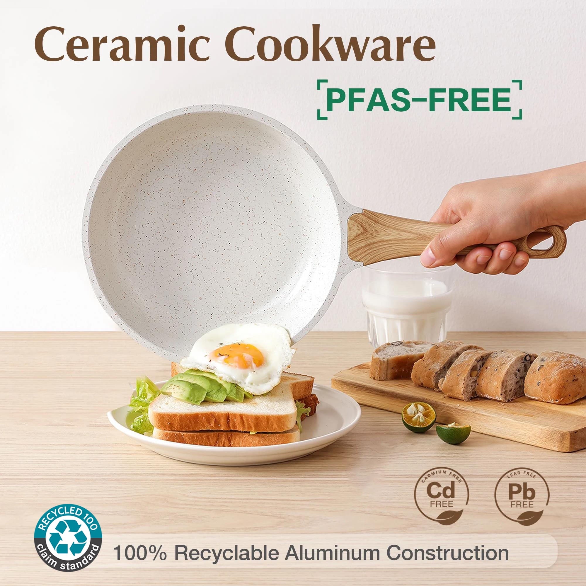 Ceramic Nonstick Pots and Pans Set, 10Pcs Healthy Non Stick Cookware Set with Pots Protectors, Induction Kitchen Cook... - Image 3