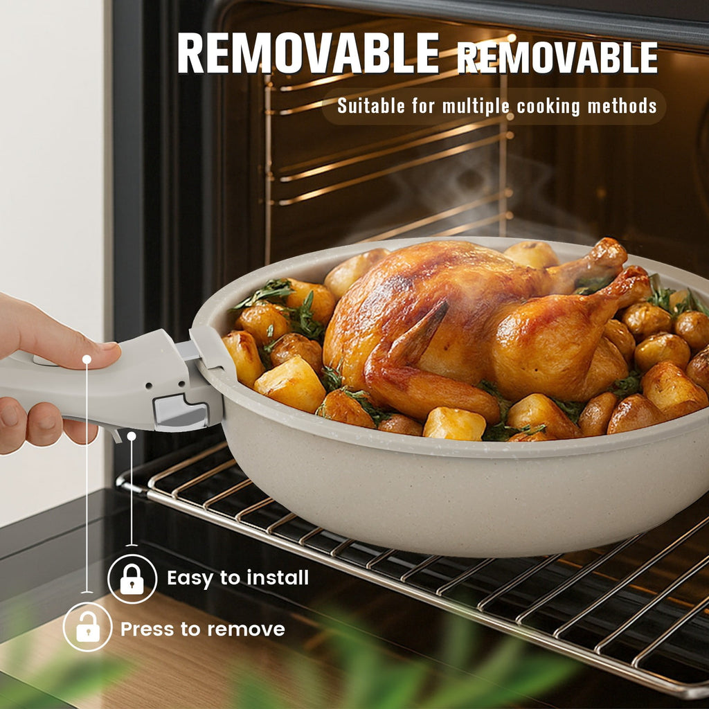 4 Piece Detachable Handle Inorganic Silicon Coating Cookware Set,Pot Pan Set