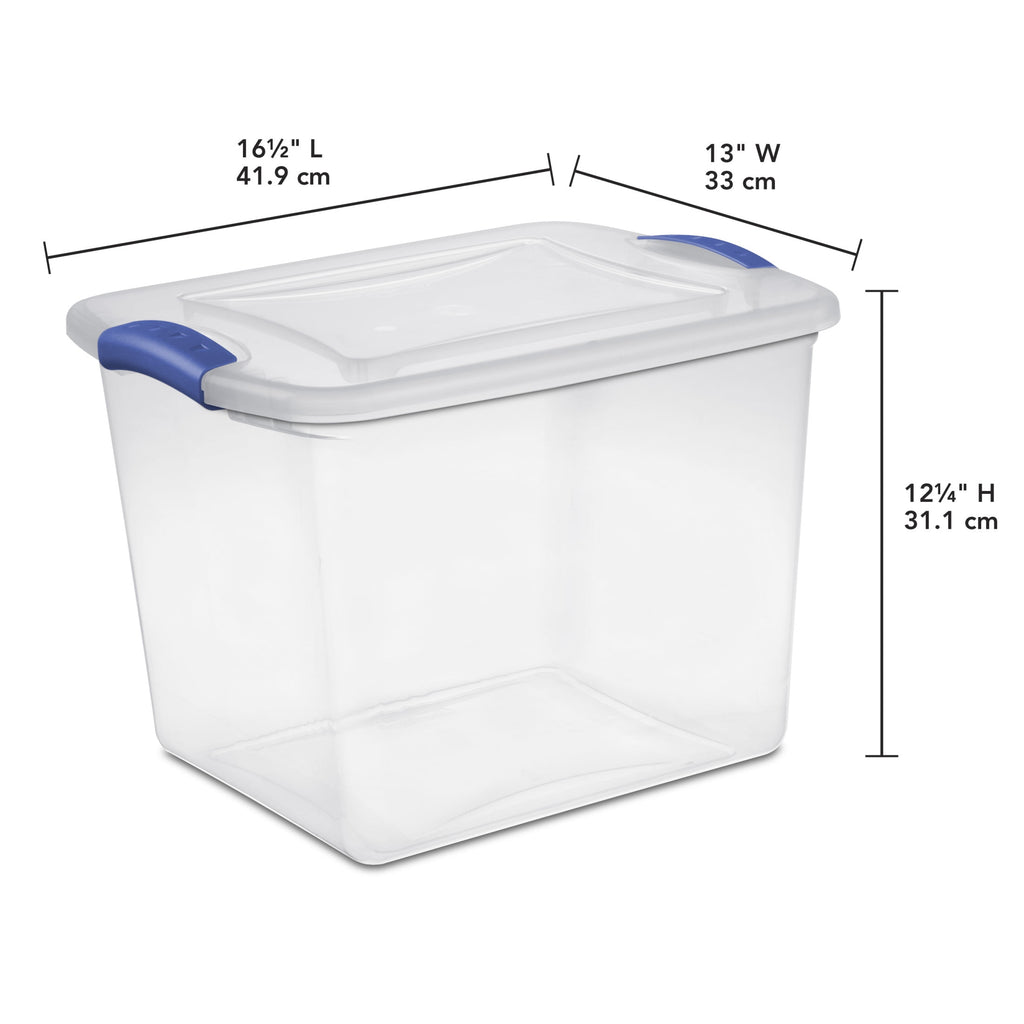 27 Medium Latching Storage Bin, Clear Plastic Stoarge Conatiner with Latch Lid, Blue - Image 2