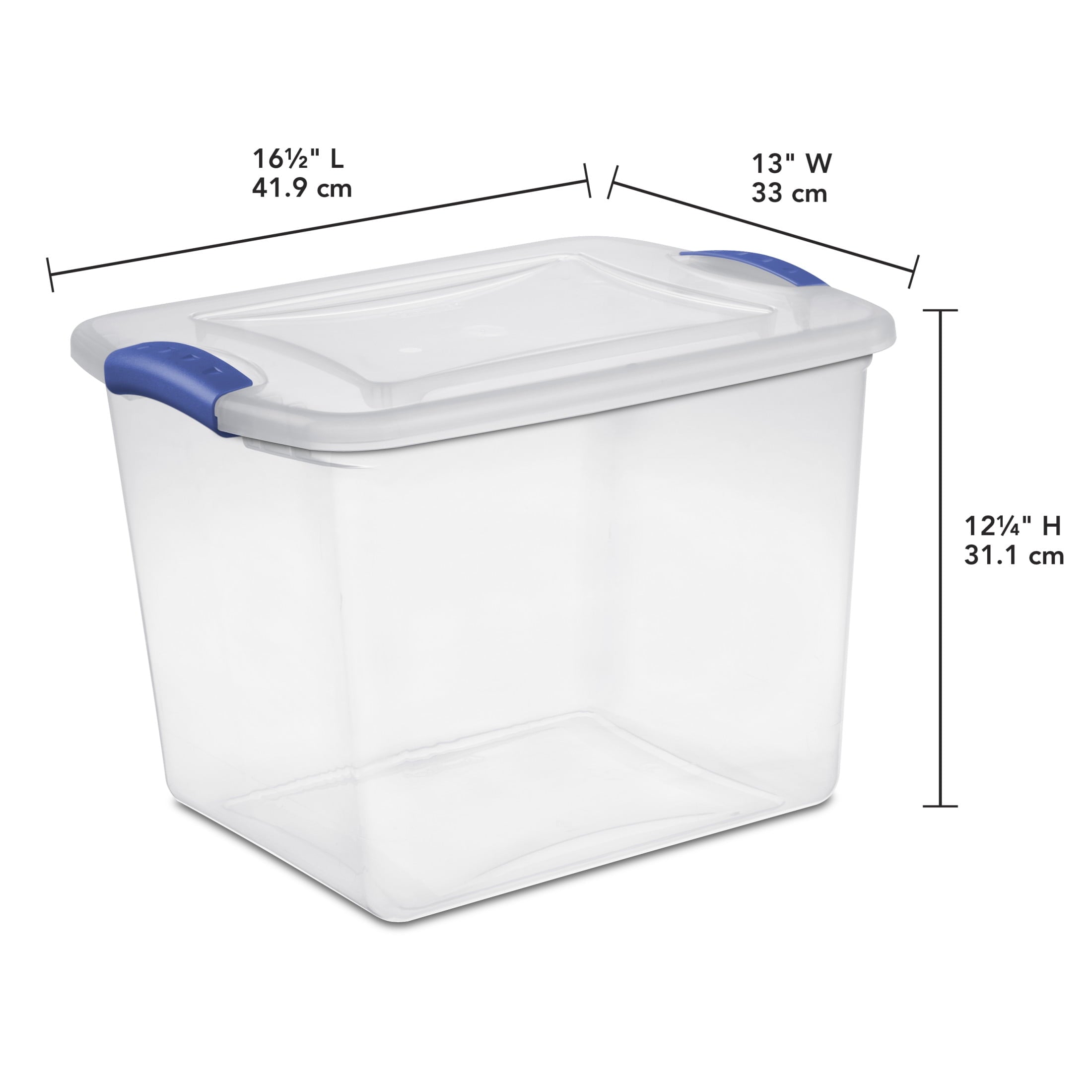 27 Medium Latching Storage Bin, Clear Plastic Stoarge Conatiner with Latch Lid, Blue - Image 2
