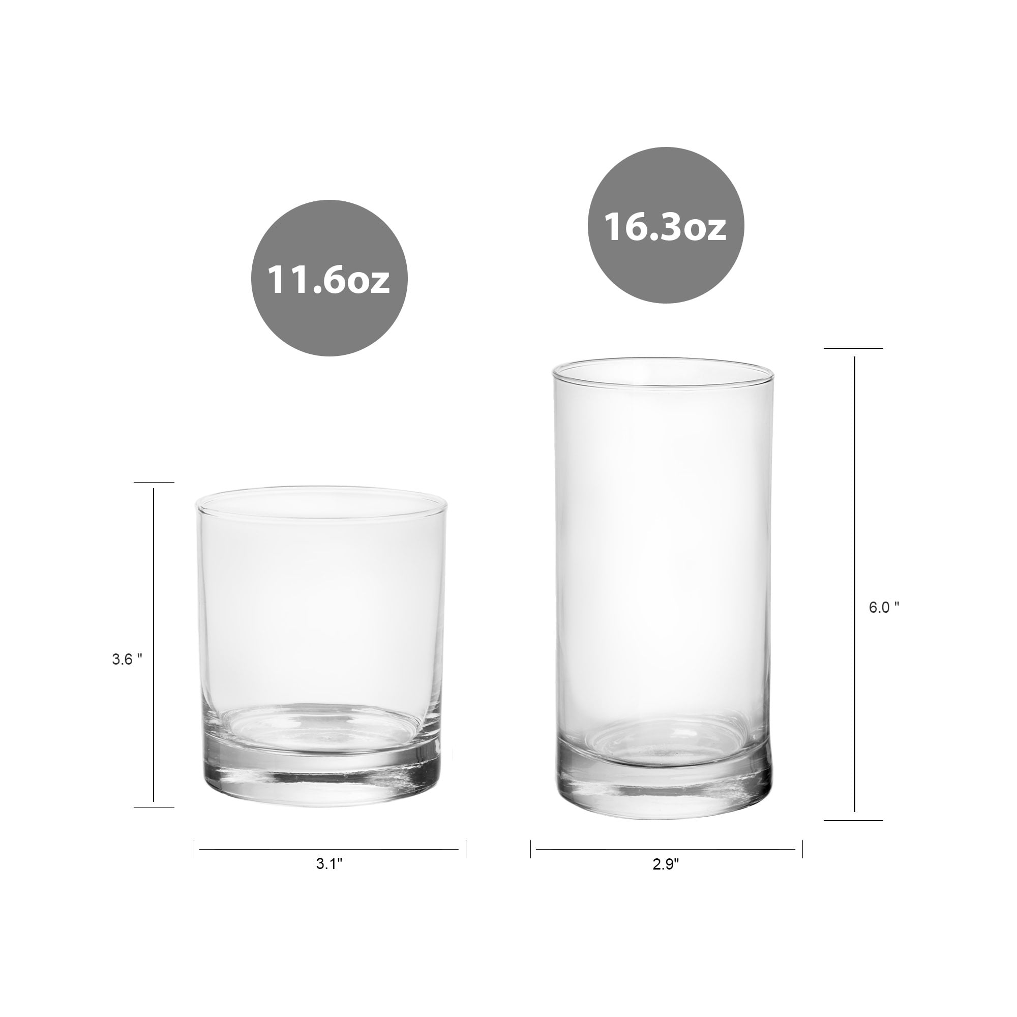 Glass Drinkware Set, Clear, 12 Pieces - Image 4