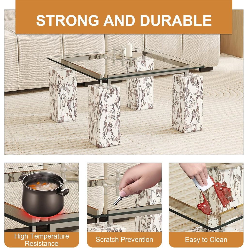 20"x20" Tempered Glass Table Top, 0.23" Thick Clear Replacement with 6 Anti-Slip Pads - Image 2