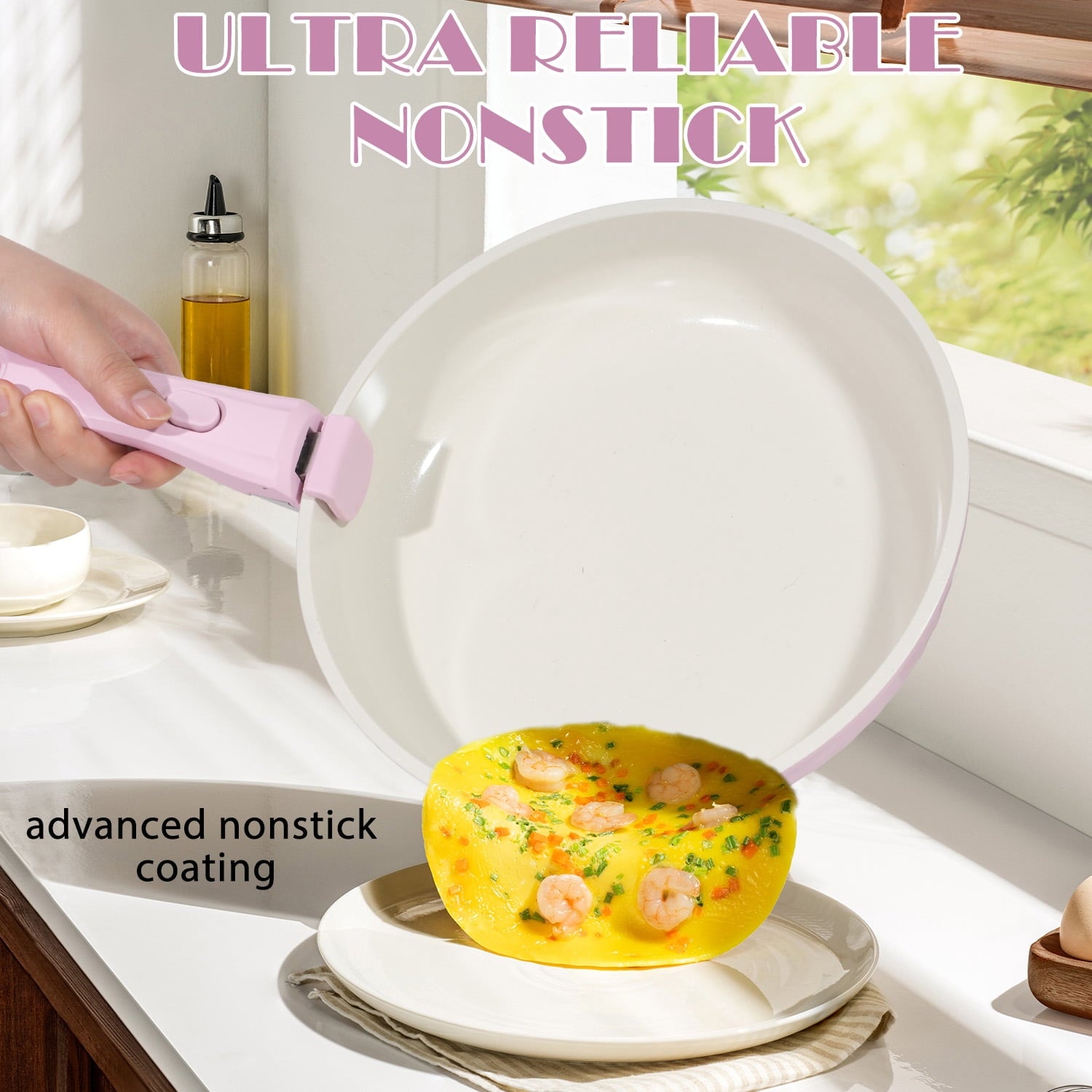 11-Piece Aluminum Pots and Pans Set with Removable Handle, Granite-Inspired Cookware, Induction Compatible, Design