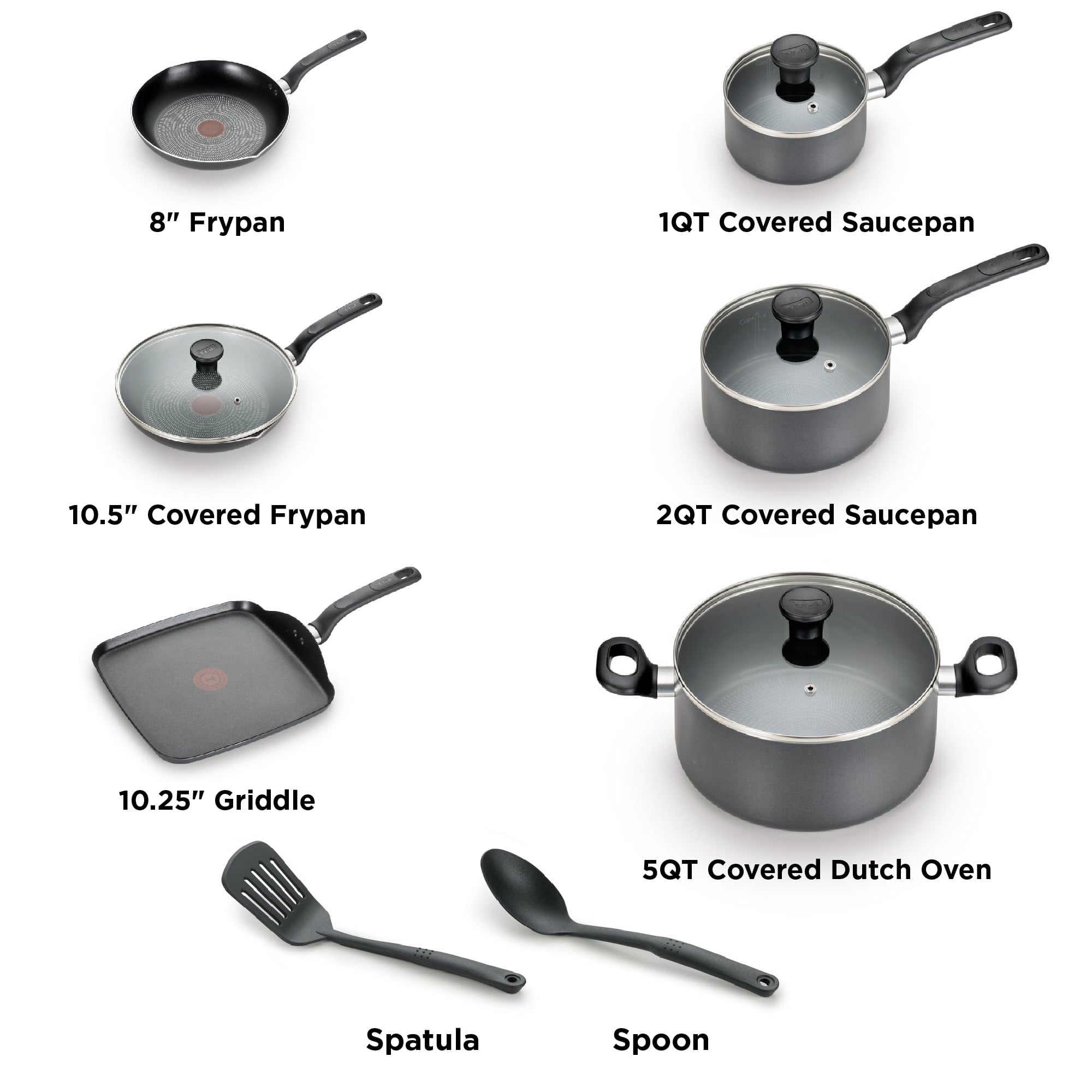 Nonstick Cookware, 12 piece Set, Grey - Image 2