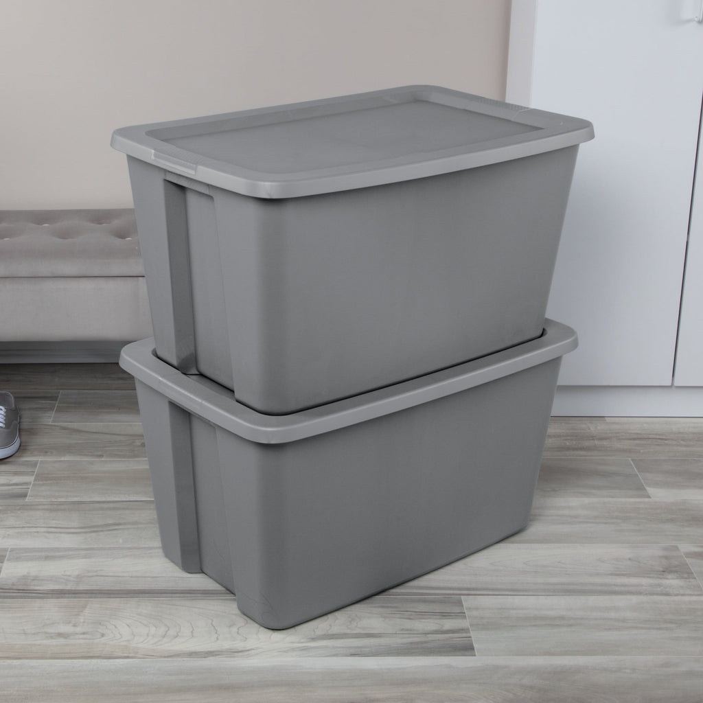 30 Gallon Extra-Large Storage Bin, Durable Plastic Storage Container with Snap-On Lid, Gray - Image 4